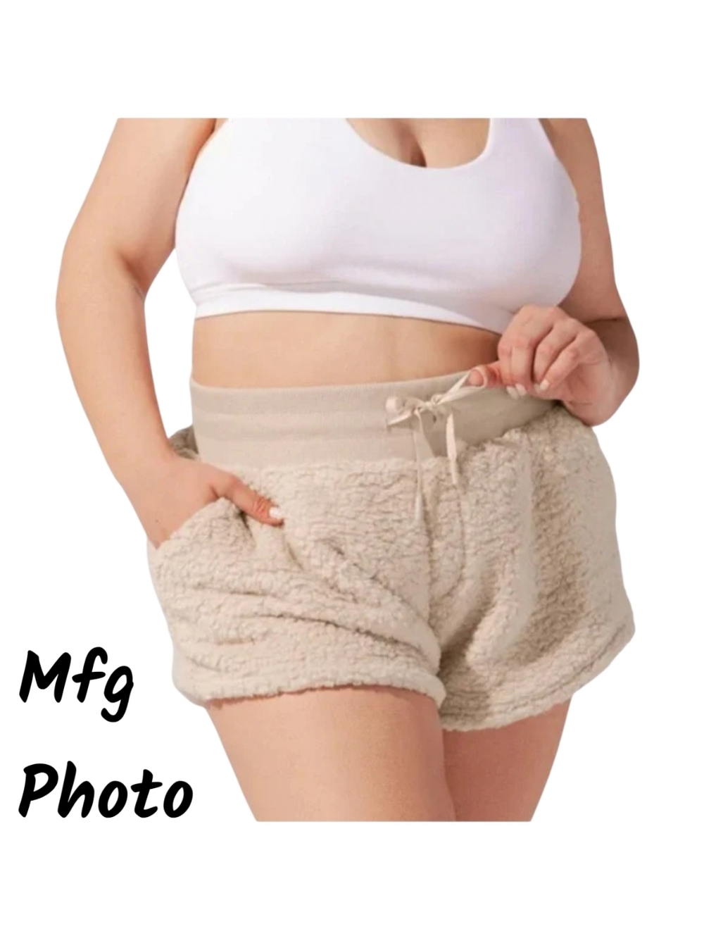 Popflex Faux Sherpa Shorts, Womens Large